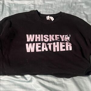 Black 'Whiskey Weather' Cropped Rodeo Sweatshirt